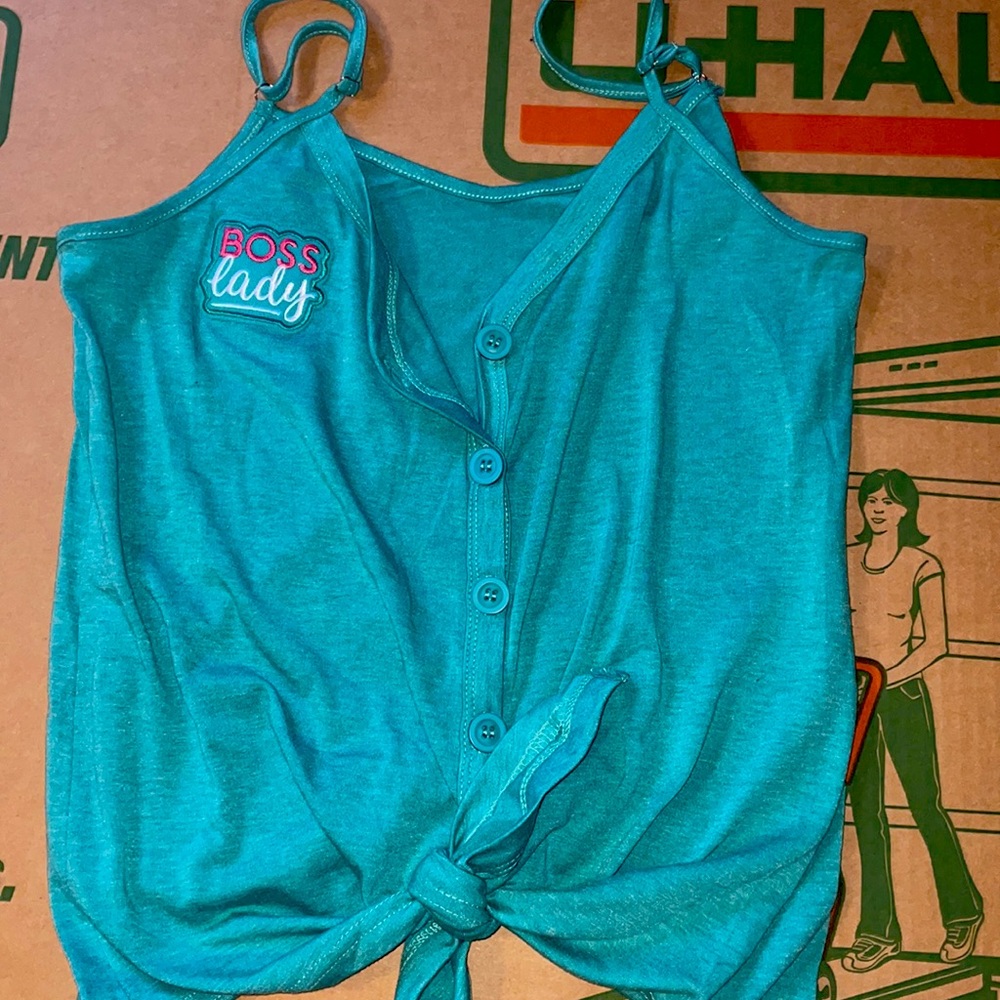 sea green button up tank top